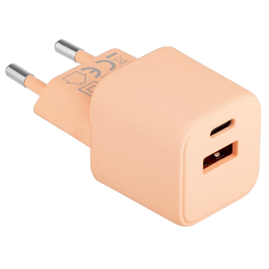Мрежово зарядно устройство Colourum CLS30-AC-14, 30W, 3A, 1 x USB-A - 1 x USB-C, оранжево