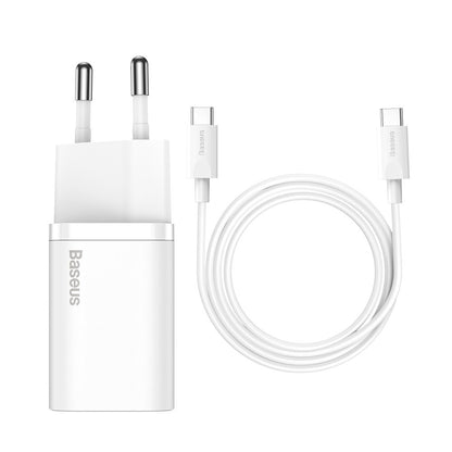 Мрежово зарядно устройство Baseus Super Si USB-C с кабел USB-C, 25W, 3A, 1 x USB-C, бяло TZCCCSUP-L02 