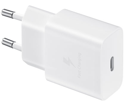 Мрежово зарядно устройство Samsung USB-C с кабел USB-C, 15W, 2A, 1 x USB-C, бяло EP-T1510XWEGEU