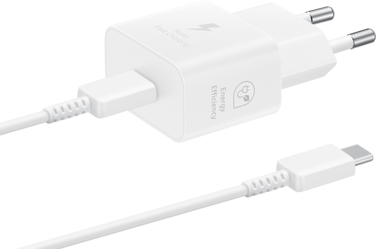 Samsung USB-C кабел Мрежово зарядно устройство Samsung, 25W, 3A, 1 x USB-C, бяло EP-T2510XWEGEU