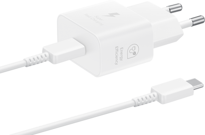 Samsung USB-C кабел Мрежово зарядно устройство Samsung, 25W, 3A, 1 x USB-C, бяло EP-T2510XWEGEU 