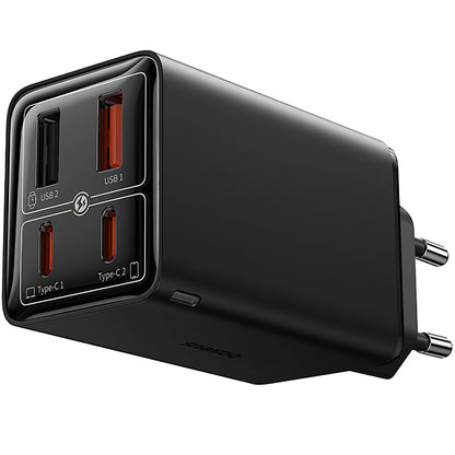 Baseus GaN6 Pro USB-C кабел Мрежово зарядно устройство с USB-C кабел, 100W, 3,25A, 2 x USB-A - 2 x USB-C, черно P10162705112112-00 