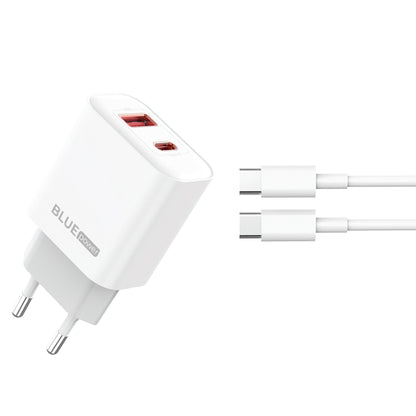 Blue Power BPCE12C USB-C кабелно мрежово зарядно устройство BPCE12C, 20W, 3A, 1 x USB-A - 1 x USB-C, бяло 