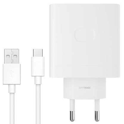 Мрежово зарядно устройство Oppo с USB-C кабел Oppo, 67W, 6.1A, 1 x USB-A, бяло VCB7CAEH