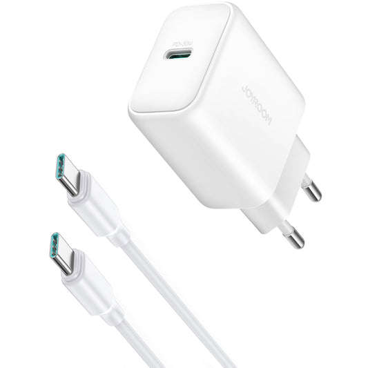 Мрежово зарядно устройство с USB-C кабел Joyroom JR-TCF24, 30W, 3A, 1 x USB-C, Бяло