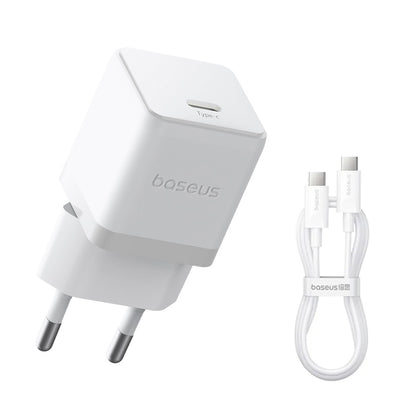 Зарядно за мрежа с USB-C кабел Baseus Palm, 20W, 3A, 1 x USB-C, Бяло P10111602213-01