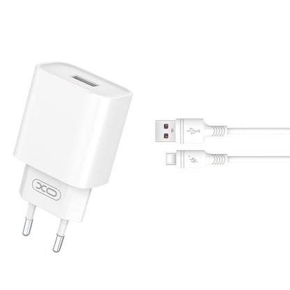 Network Charger with USB-C Cable XO Design CE02D, 18W, 3A, 1 x USB-A, White