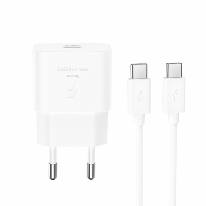 Мрежово зарядно устройство с USB-C кабел XO Design L167, 25W, 3A, 1 x USB-C, Бяло