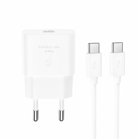 Мрежово зарядно устройство с USB-C кабел XO Design L167, 25W, 3A, 1 x USB-C, Бяло