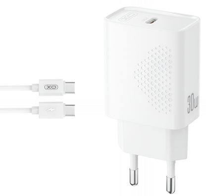Зарядно за мрежа с кабел USB-C XO Design L162, 30W, 3A, 1 x USB-C, Бяло