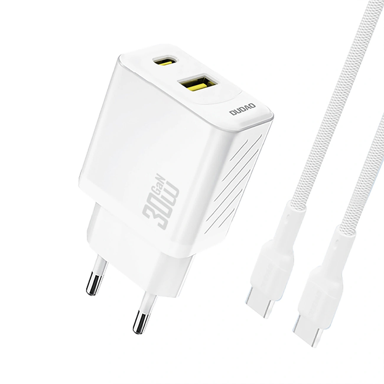Мрежов заряден уред с USB-C кабел Dudao A27TCEU, 30W, 1 x USB-A - 1 x USB-C, Бял