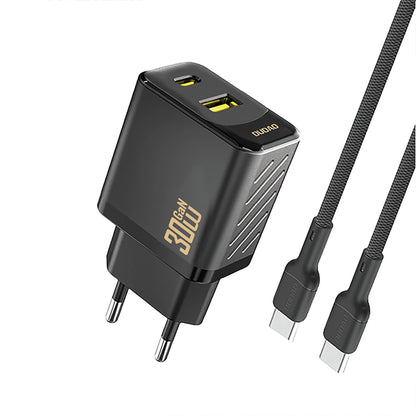 Мрежово зарядно устройство с USB-C кабел Dudao A27TCEU, 30W, 1 x USB-A - 1 x USB-C, Черно
