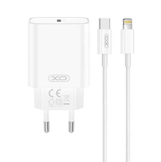 Зарядно устройство с мрежов кабел Lightning XO Design CE32, 20W, 3A, 1 x USB-C, бяло