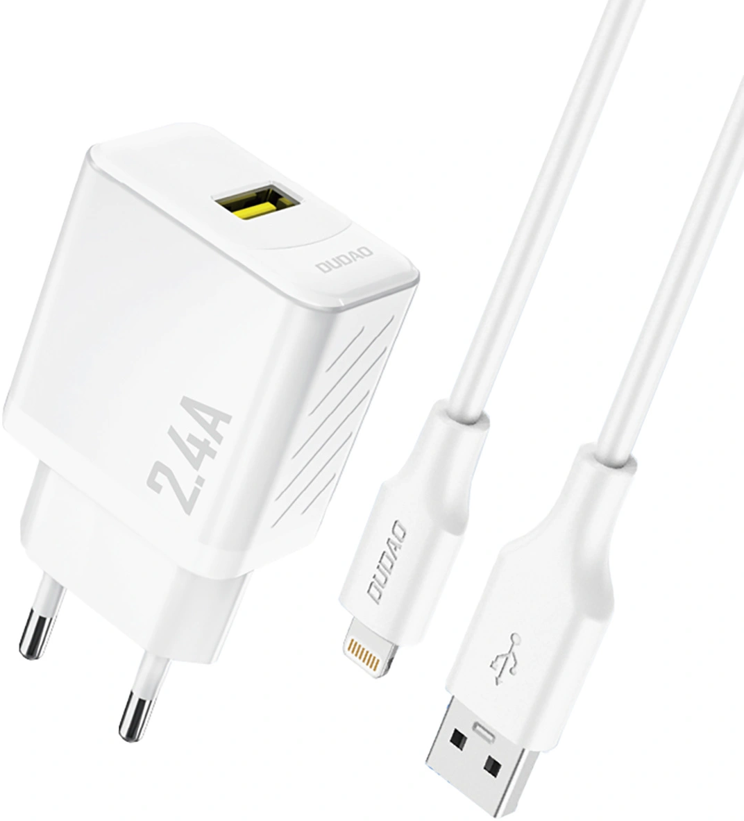 Зарядно устройство за мрежа с Lightning кабел Dudao A23LEU, 30W, 2.4A, 1 x USB-A, бяло