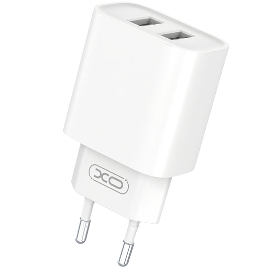 XO Design XO Design BPCE02C USB-C кабелно мрежово зарядно устройство, 10,5 W, 2,1 A, 2 x USB-A, бяло