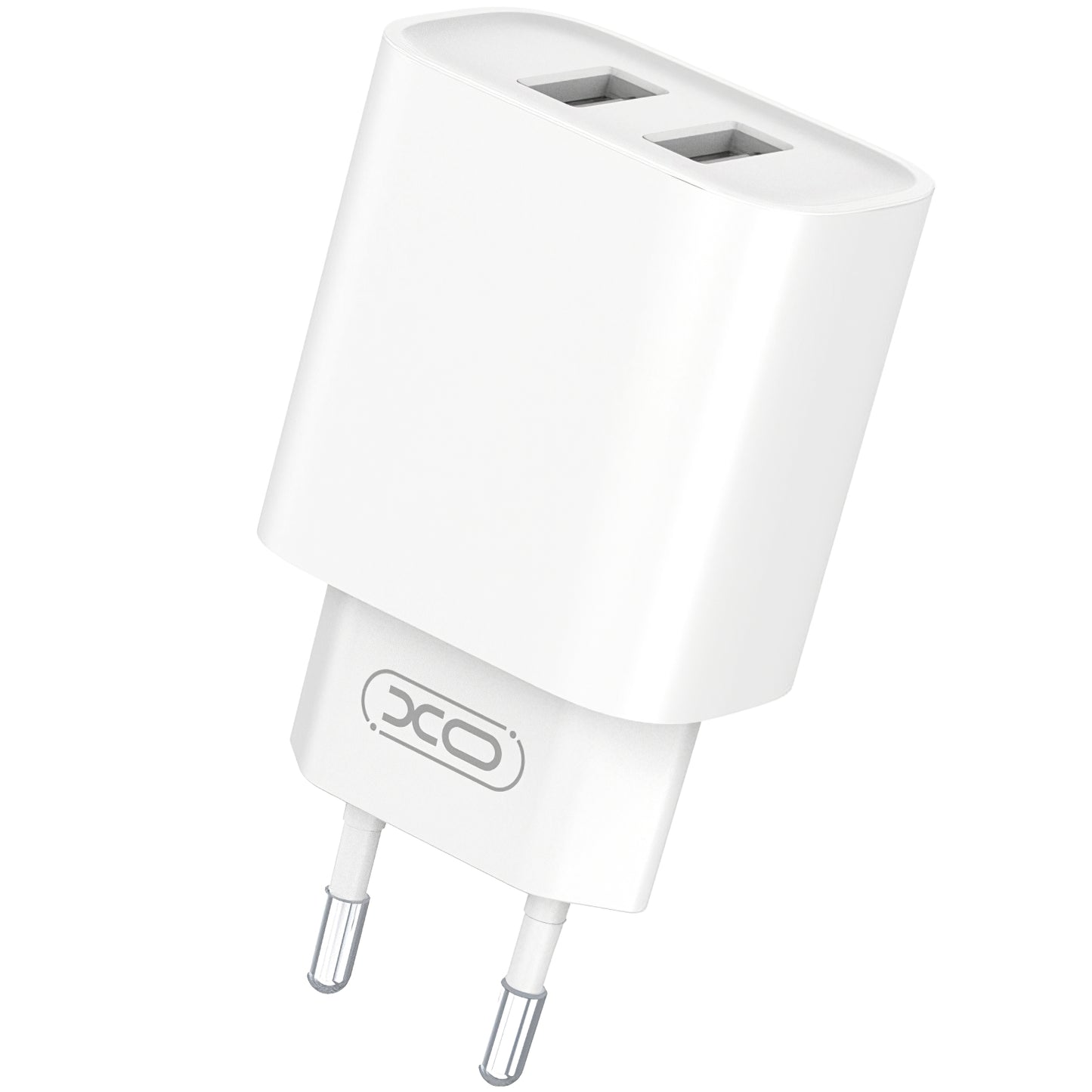 XO Design XO Design BPCE02C USB-C кабелно мрежово зарядно устройство, 10,5 W, 2,1 A, 2 x USB-A, бяло 