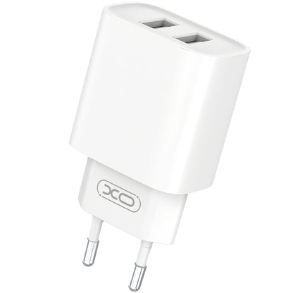 XO Design XO Design BPCE02C USB-C кабелно мрежово зарядно устройство, 10,5 W, 2,1 A, 2 x USB-A, бяло 