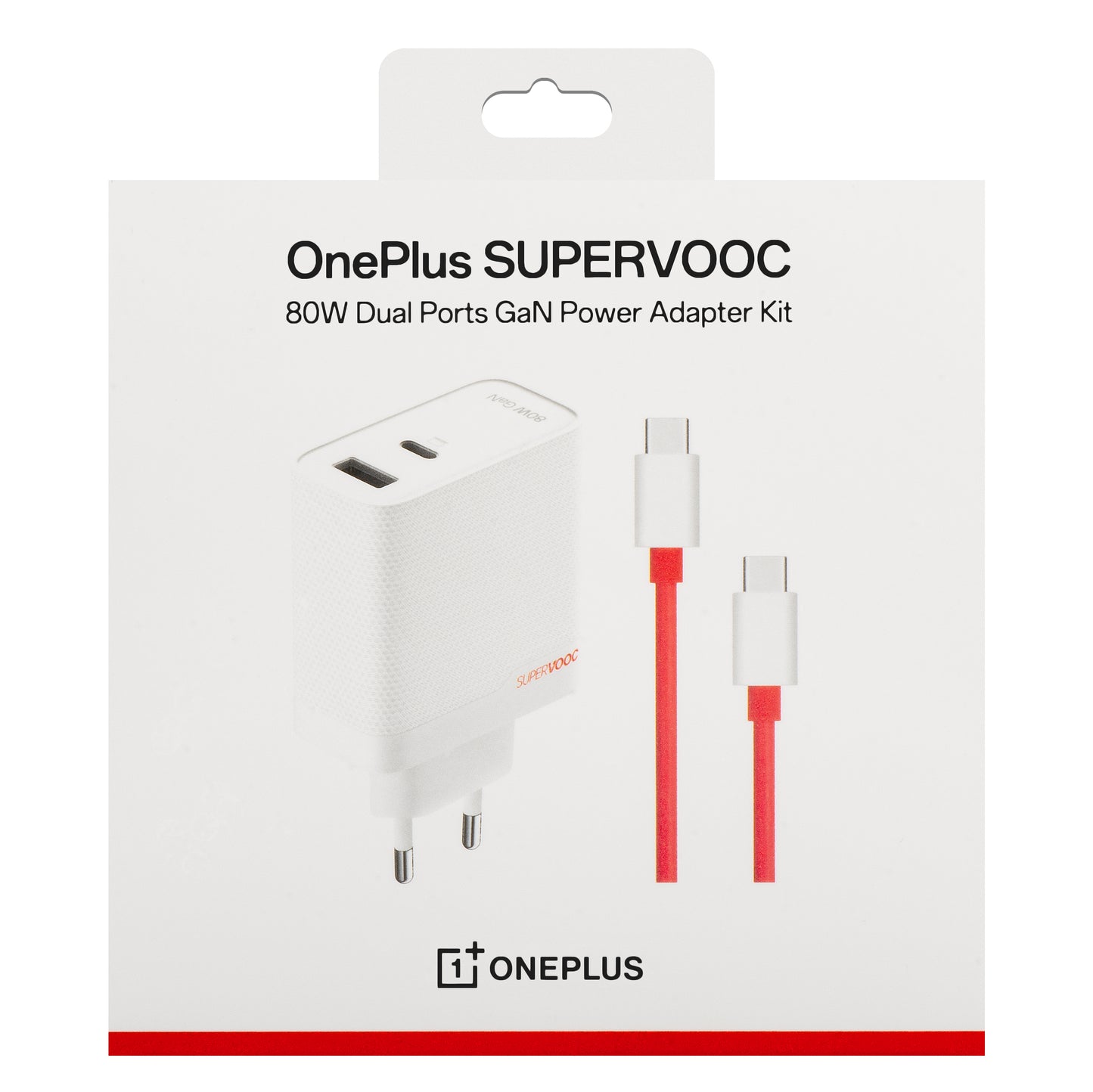 Мрежово зарядно устройство OnePlus с кабел USB-C OnePlus, 80W, 7,3A, 1 x USB-A - 1 x USB-C, бяло 5461100597