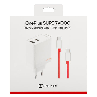 Мрежово зарядно устройство OnePlus с кабел USB-C OnePlus, 80W, 7,3A, 1 x USB-A - 1 x USB-C, бяло 5461100597