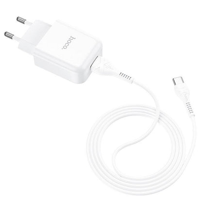 Мрежово зарядно устройство с USB-C кабел HOCO N2, 10W, 2.1A, 1 x USB-A, бяло 