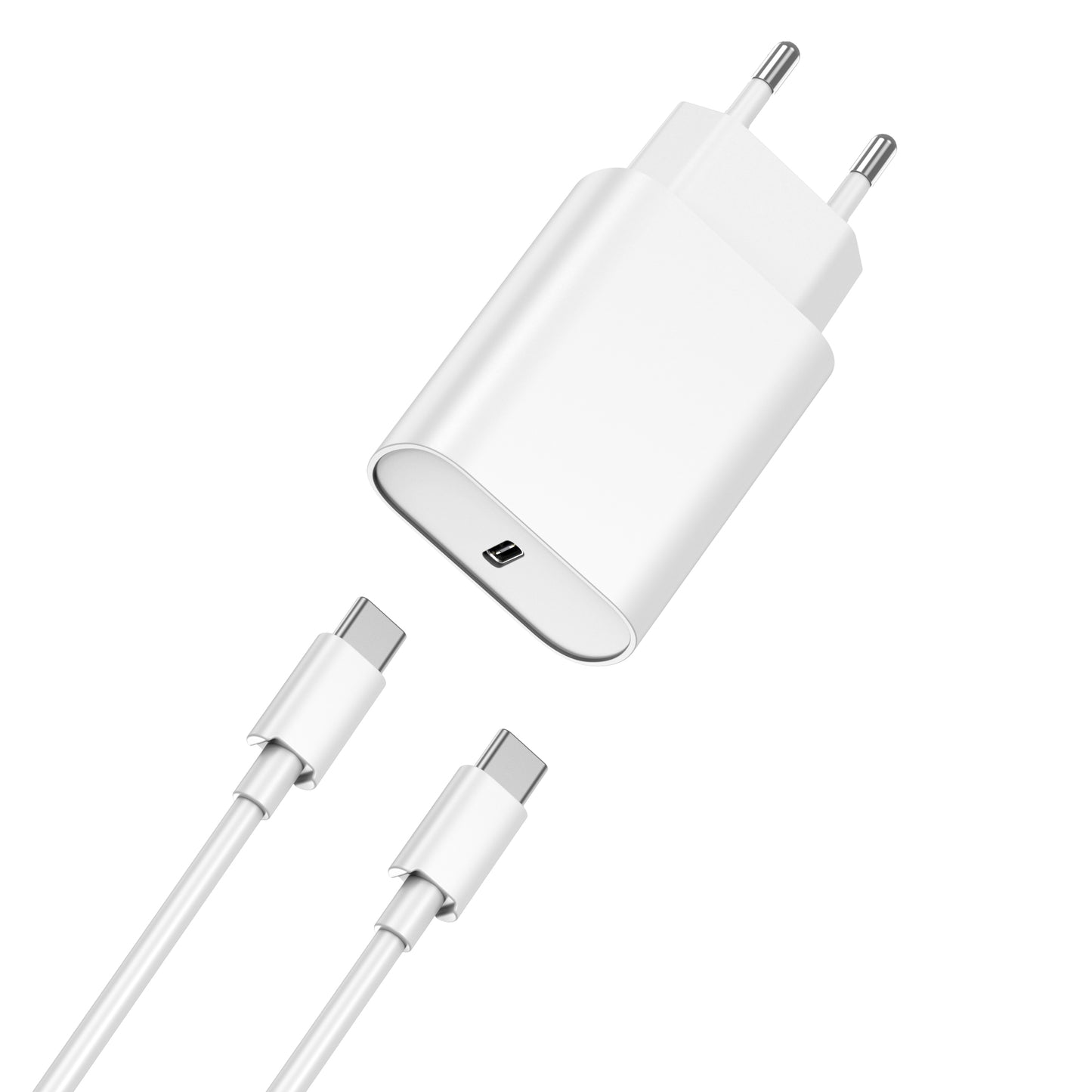 WiWu Wi-U001, 20W, 3A, 1 x USB-C, 1 x USB-C, бял 