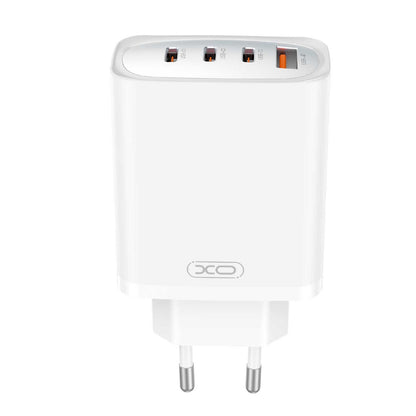 Мрежово зарядно устройство с USB-C кабел XO Design CE23, 65W, 3,25A, 1 x USB-A - 3 x USB-C, бяло 