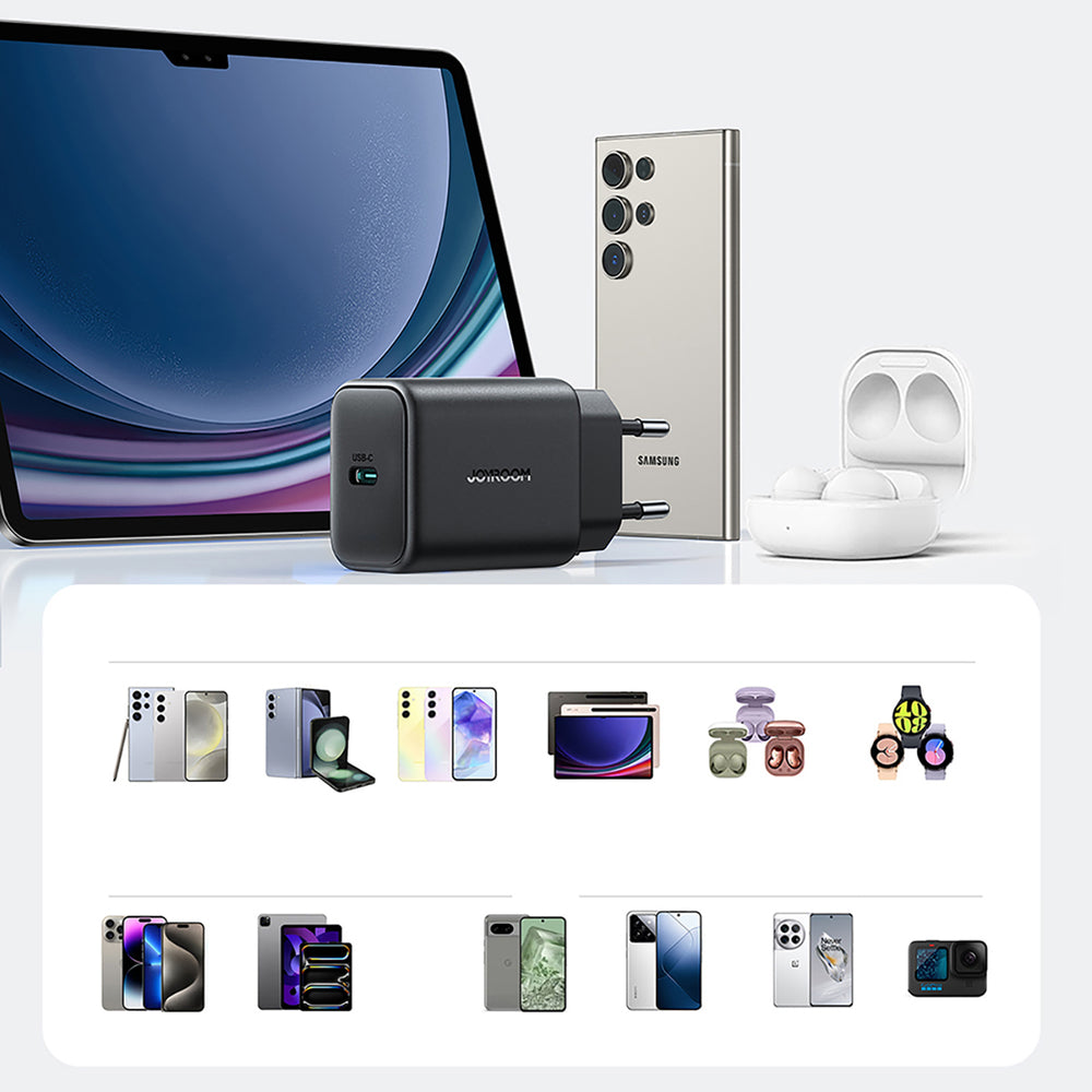 Зарядно за мрежа с USB-C кабел Joyroom JR-TCF23, 25W, 3A, 1 x USB-C, Черно