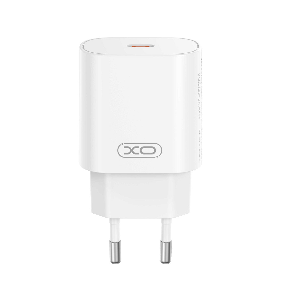 Зарядно за мрежа с кабел USB-C XO Design CE25, 25W, 3A, 1 x USB-C, Бяло