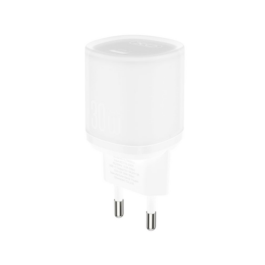 Зарядно за мрежа с кабел USB-C XO Design L150, 30W, 3A, 1 x USB-C, Бяло