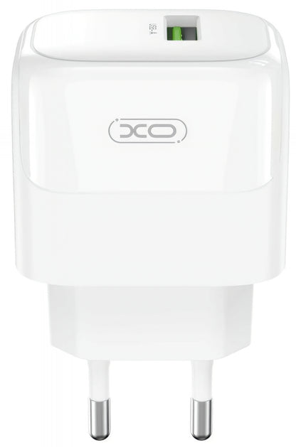 Мрежов заряден уред с microUSB кабел XO Design L135, 18W, 3A, 1 x USB-A, Бял