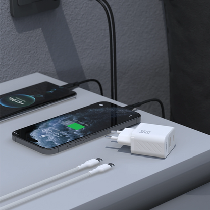 Мрежово зарядно устройство с USB-C кабел Dudao A27Max, 35W, 1 x USB-A - 1 x USB-C, Бяло