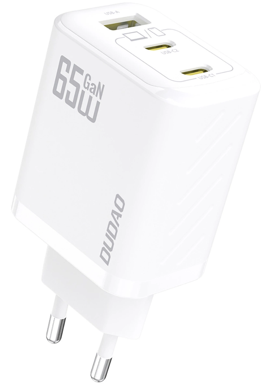 Зарядно устройство с мрежов кабел USB-C Dudao A29C, 65W, 3.25A, 1 x USB-A - 2 x USB-C, бяло