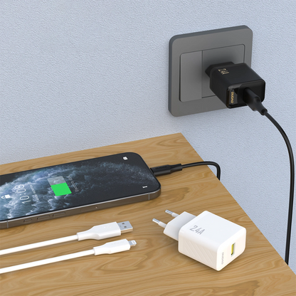 Зарядно устройство за мрежа с Lightning кабел Dudao A23LEU, 30W, 2.4A, 1 x USB-A, бяло