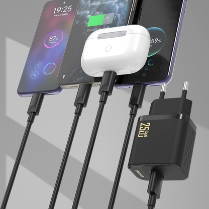 Зарядно устройство с мрежов кабел USB-C Dudao A27STEU, 25W, 3A, 1 x USB-A, Черно