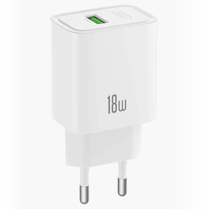 Мрежово зарядно устройство с USB-C кабел XO Design CE50, 18 W, 3 A, 1 x USB-A, бяло