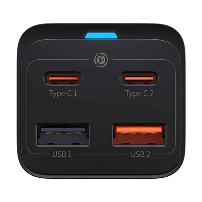 Мрежово зарядно устройство Baseus GaN3 Pro USB-C с кабел, 65W, 3A, 2 x USB-A - 2 x USB-C, черно CCGP04010101