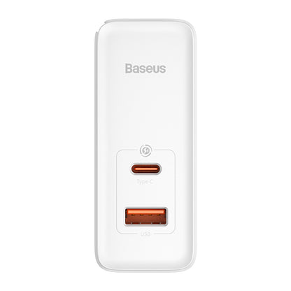 Мрежово зарядно устройство с USB-C кабел Baseus GaN5 Pro, 100W, 3A, 1 x USB-A - 1 x USB-C, Бяло CCGP090202