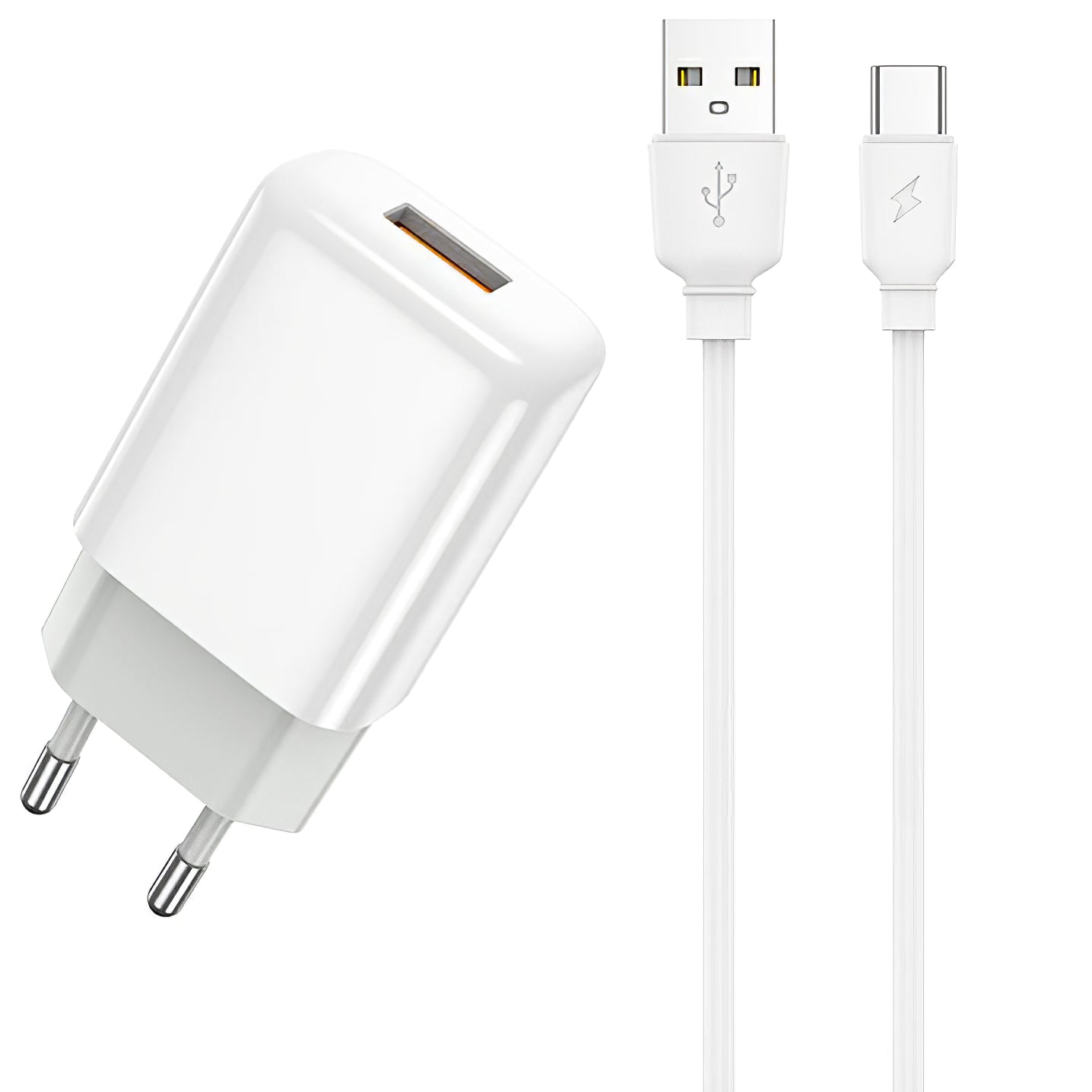 Prestico F7S USB-C кабел Мрежово зарядно Prestico F7S, 12W, 2.4A, 1 x USB-A, бял 