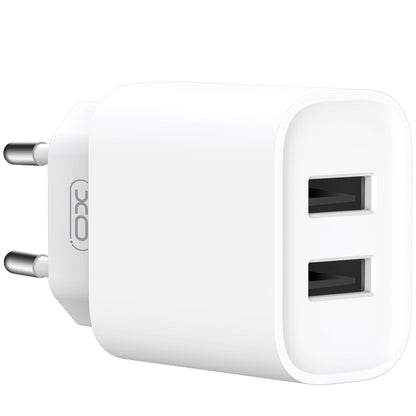 XO Design XO Design BPCE02C USB-C кабелно мрежово зарядно устройство, 10,5 W, 2,1 A, 2 x USB-A, бяло 