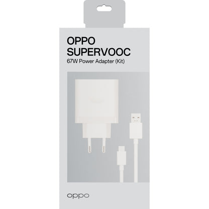 Мрежово зарядно устройство Oppo с USB-C кабел Oppo, 67W, 6.1A, 1 x USB-A, бяло VCB7CAEH