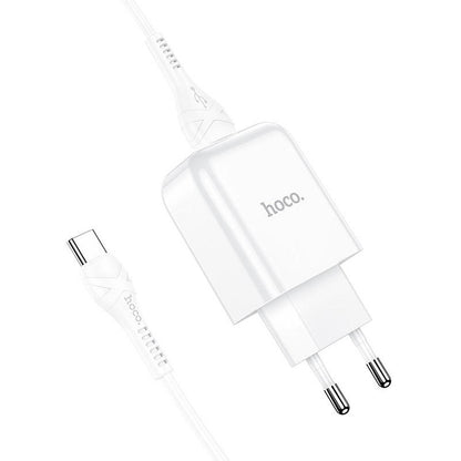 Мрежово зарядно устройство с USB-C кабел HOCO N2, 10W, 2.1A, 1 x USB-A, бяло 