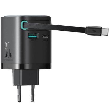 Joyroom JR-TCL02 USB-C кабелно мрежово зарядно устройство JR-TCL02, 65W, 3A, 1 x USB-A - 1 x USB-C, черно 