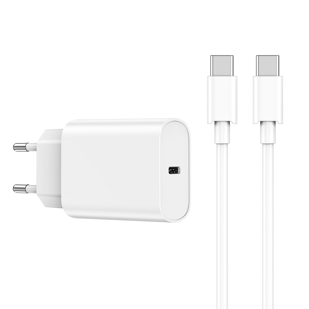 WiWu Wi-U001, 20W, 3A, 1 x USB-C, 1 x USB-C, бял 