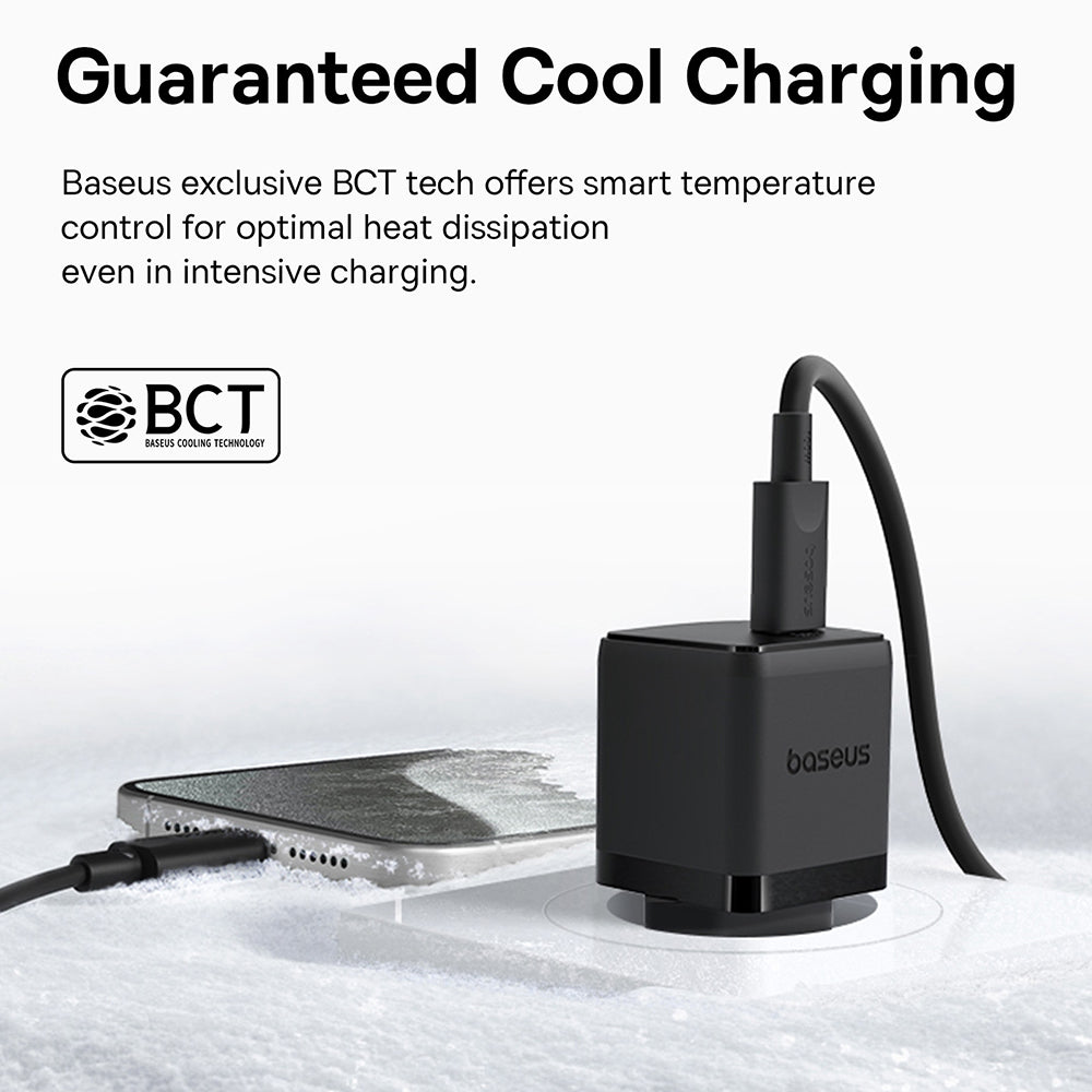 Зарядно за мрежа с USB-C кабел Baseus Palm, 30W, 3A, 1 x USB-C, Черно P10111605113-01