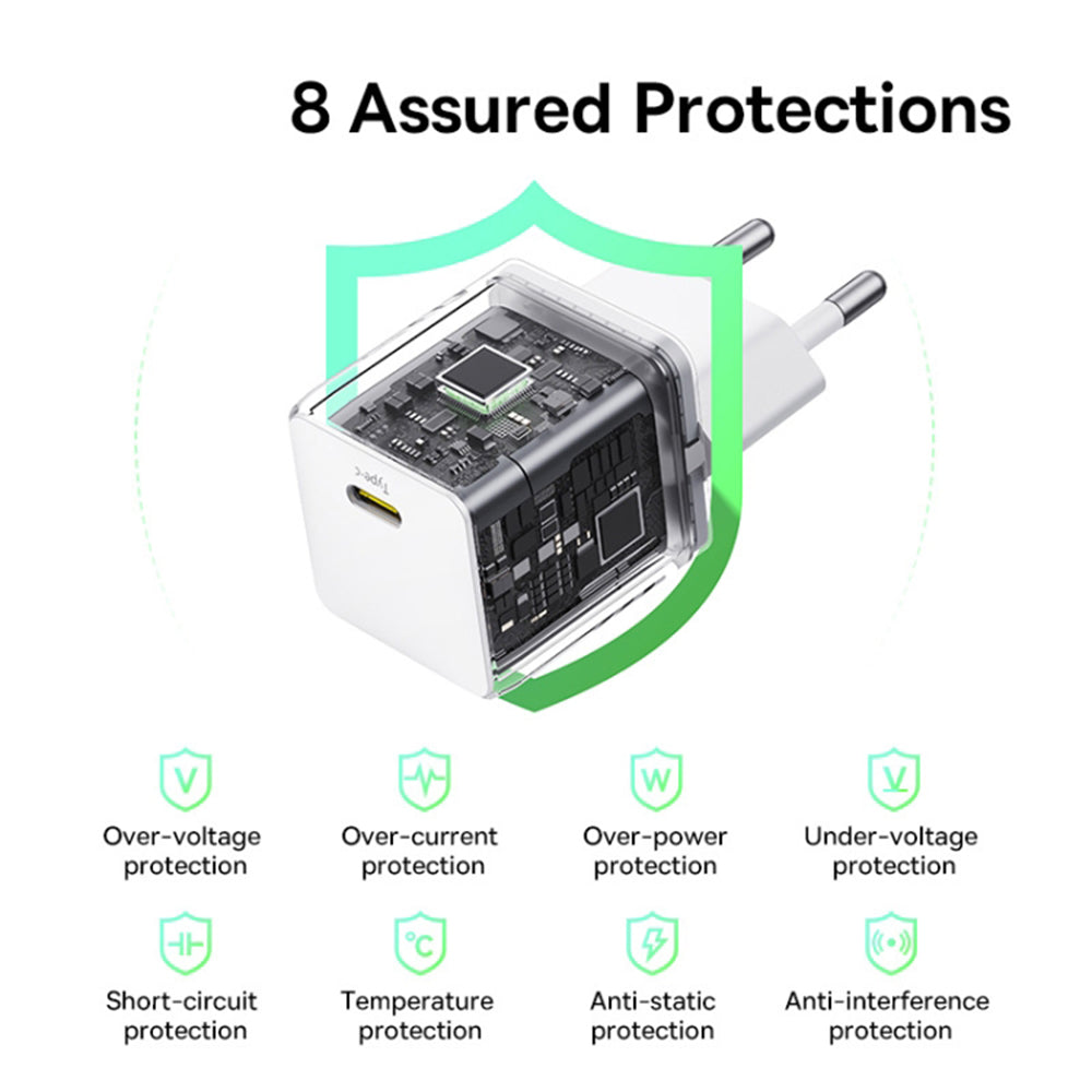 Зарядно за мрежа с USB-C кабел Baseus Palm, 30W, 3A, 1 x USB-C, Бяло P10111605213-01