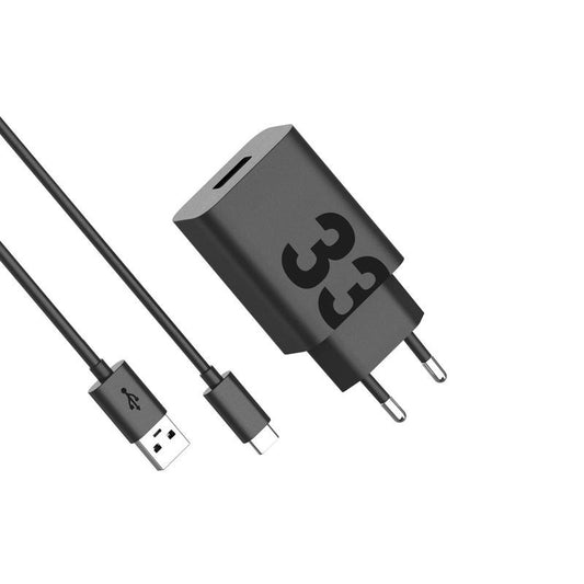 Зарядно устройство за мрежа с кабел USB-C Motorola, 33W, 3A, 1 x USB-A, Черно PG38C06448