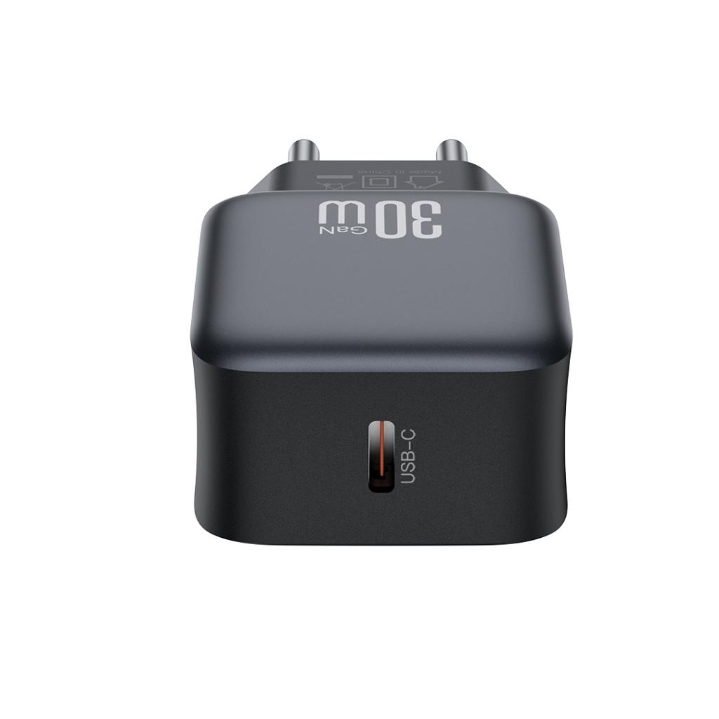 Зарядно за мрежа с кабел Lightning XO Design L155, 30W, 3A, 1 x USB-C, Черно