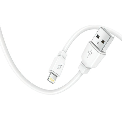 Зарядно устройство за мрежа с кабел Lightning Prestico F9S, 12W, 2.4A, 1 x USB-A, Бяло