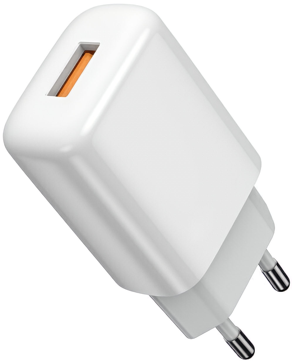 Мрежов заряден уред с USB-C кабел Prestico F9S, 12W, 2.4A, 1 x USB-A, Бял