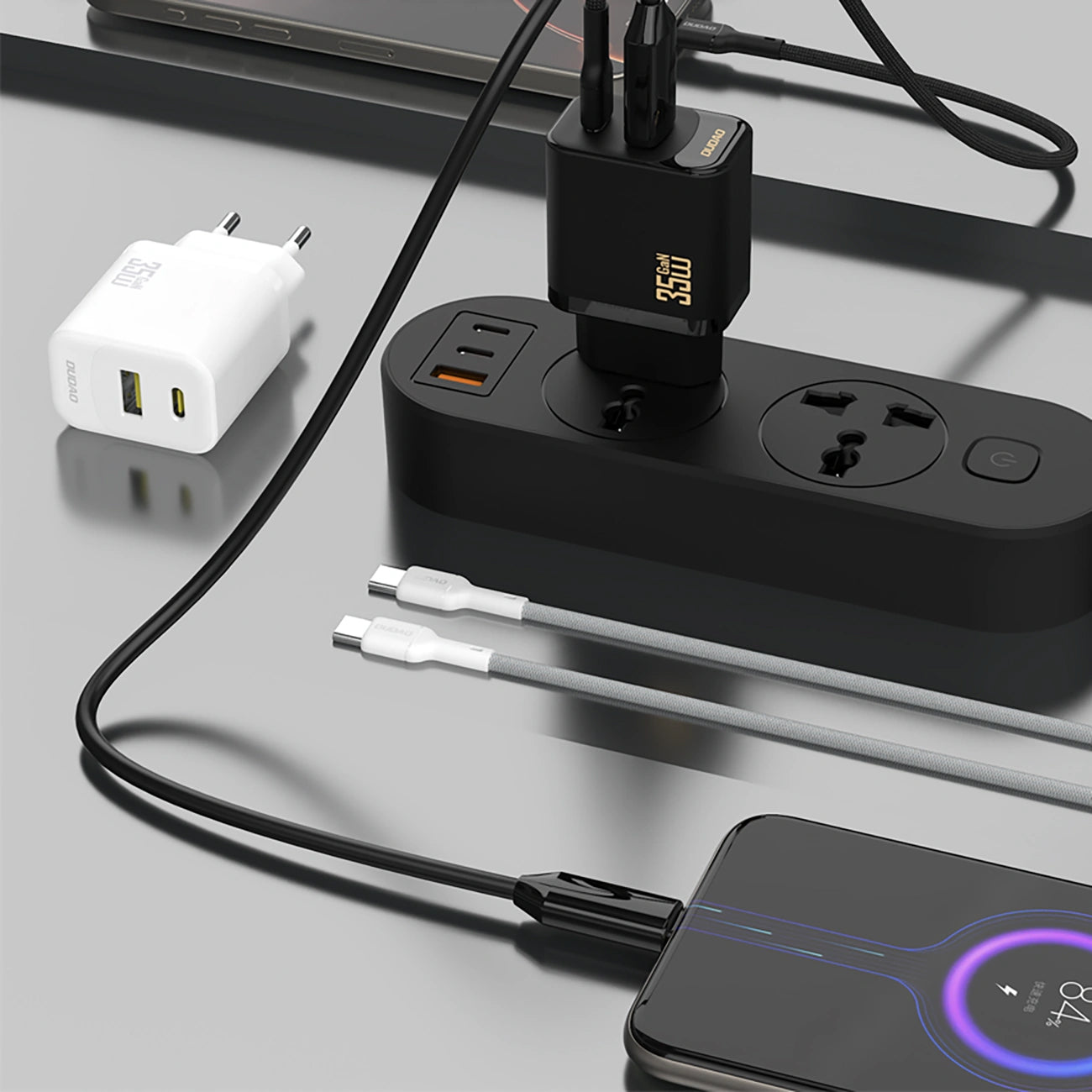 Зарядно за мрежа с USB-C кабел Dudao A27 Max, 35W, 1 x USB-A - 1 x USB-C, Черно